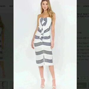 NWT Striped Tube Midi Dress with Ruffle Front